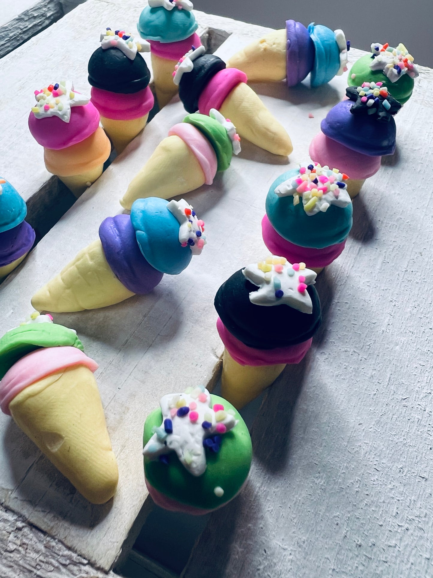 Miniature ICE CREAM Cone Double Scoop Trinkets Ice Cream Mini Objects Speech Therapy Doodads Foods Theme Trinkets Polymer Clay Ice Cream