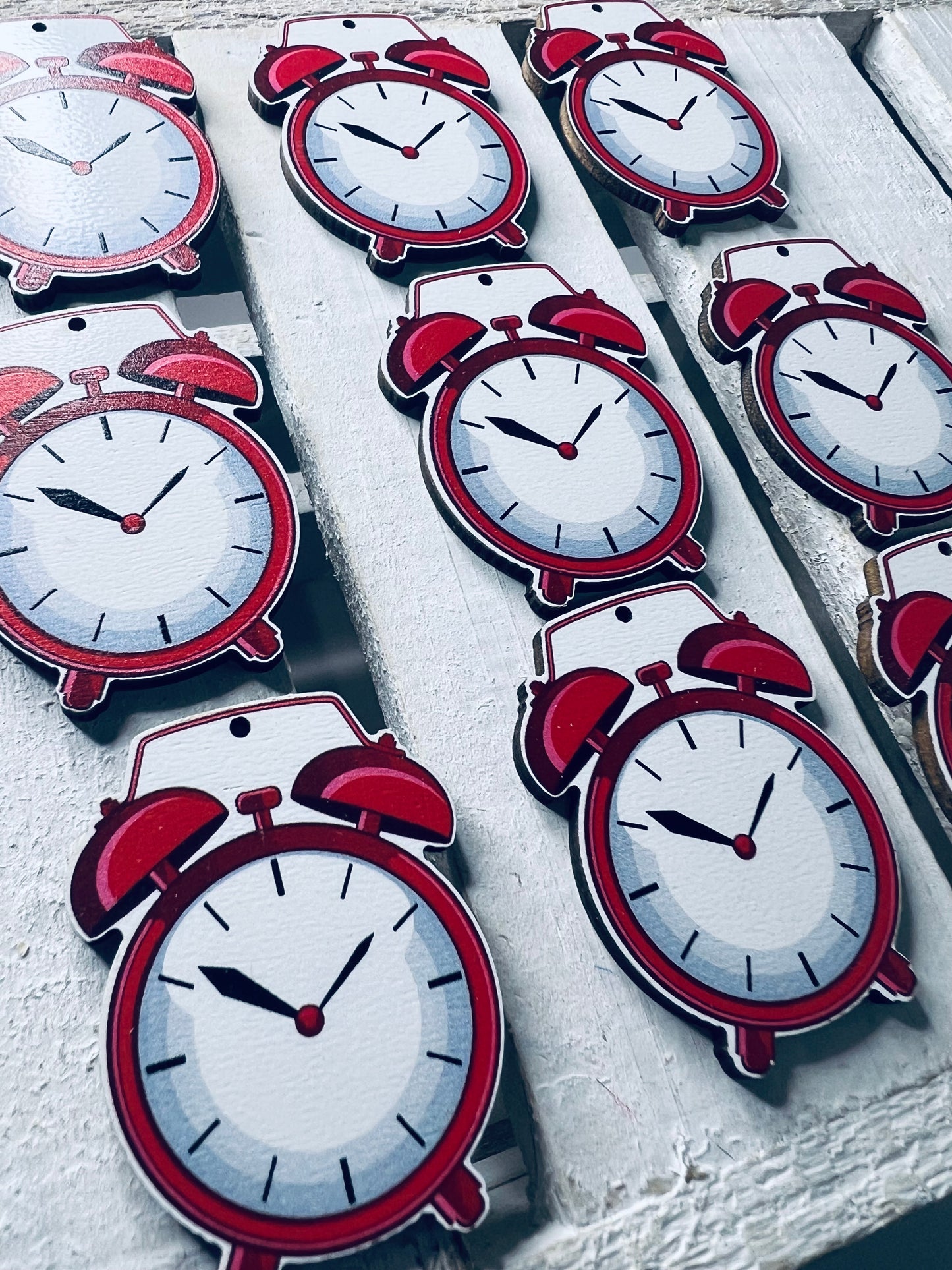 Miniature Clock Object Printed on Wood Cut Clock Trinkets Mini Objects for Speech Therapy