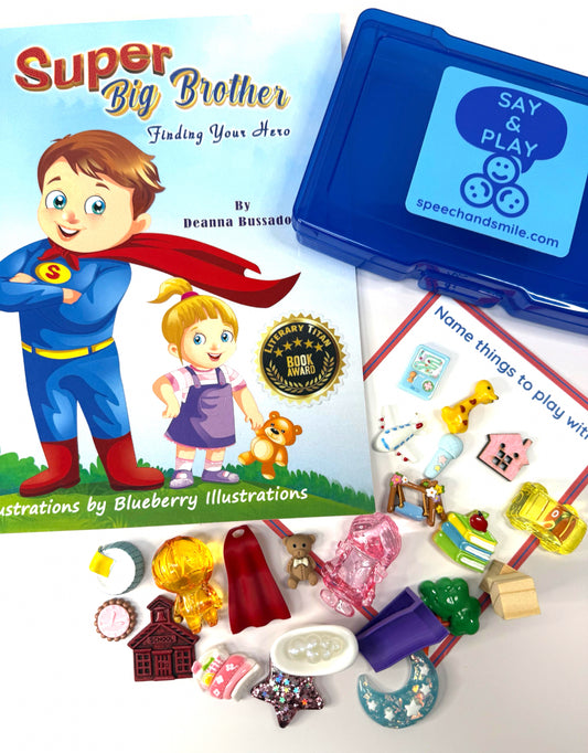 Say and Play Story Kit | Mini Objects for Super Big Brother Book | Speech Therapy Language Activity About Heroes