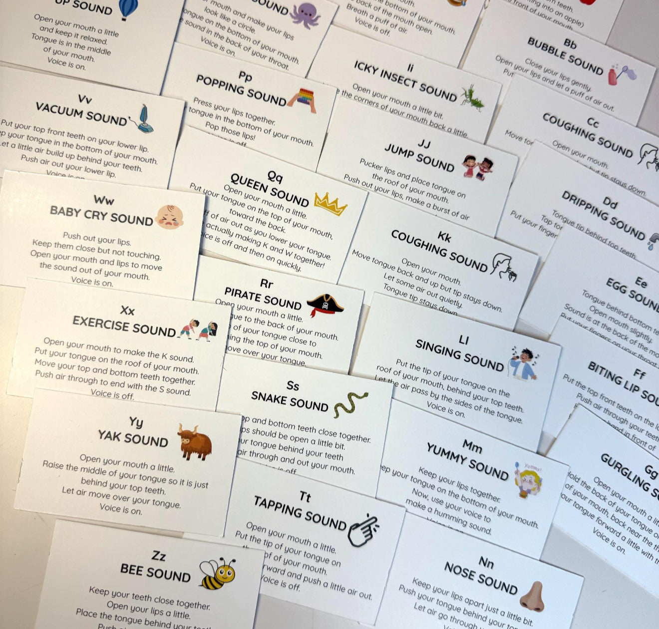 Alphabet Sound Tip Cards – Double-Sided Cards for learning Letter on Front, Sound Tips on Back -