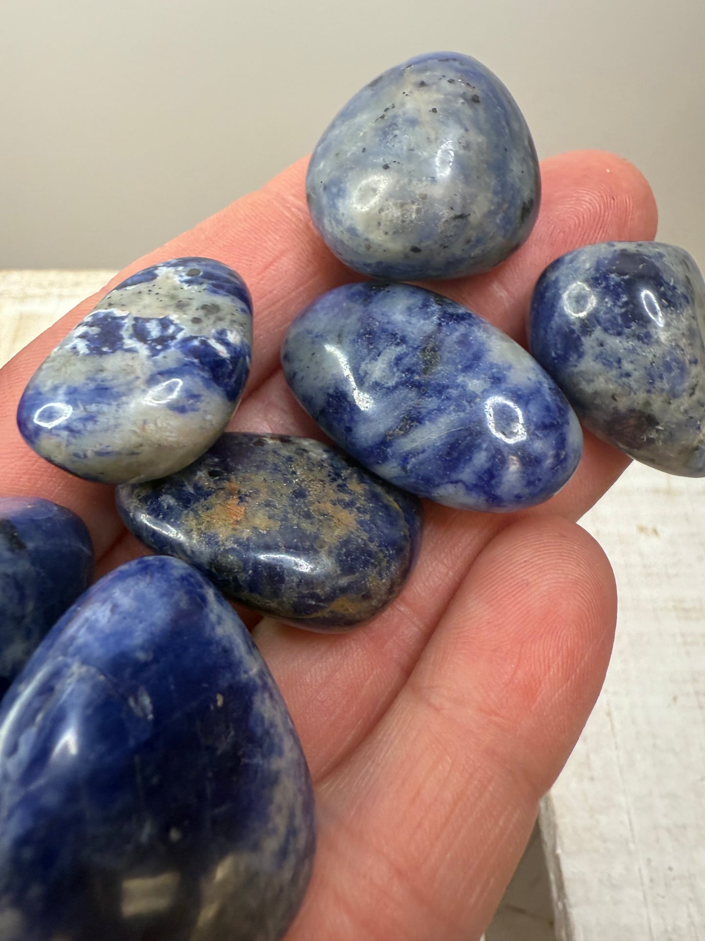 Polished Sodalite Stones Natural Tumbled Gemstones Rocks Speech Therapy Mini Objects Blue Stones