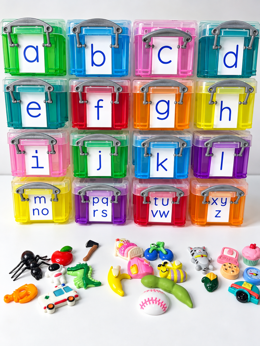 Alphabet Objects Set in Storage - Pick Upper or Lower Case Labels -