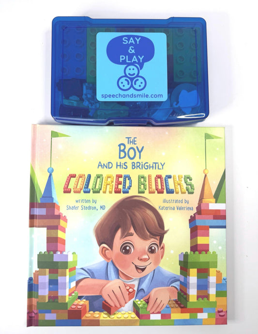 Say & Play Story Kit for The Boy and His Brightly Colored Blocks – Mini Objects  Building Bricks – Speech Therapy Book Companion