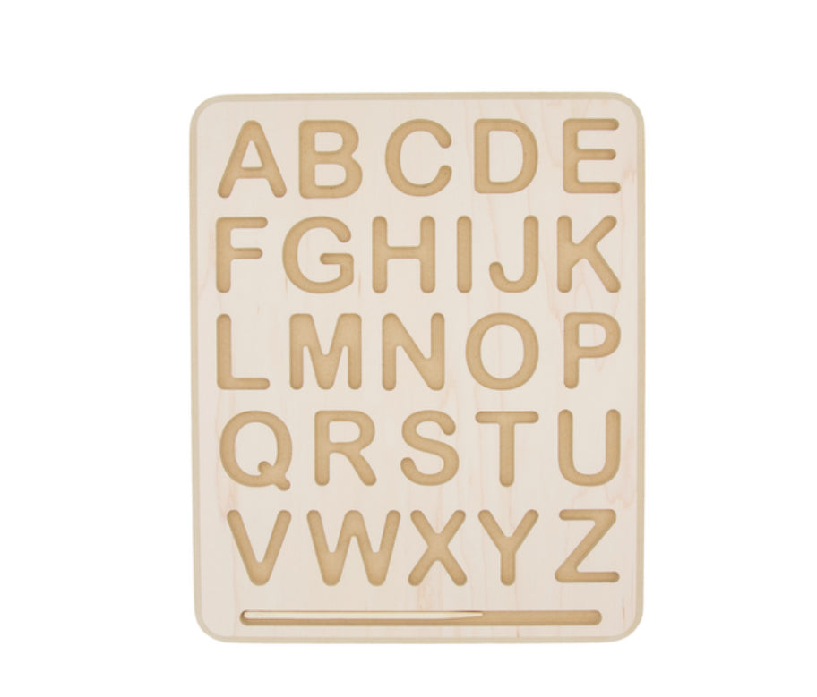 Wood Tracing Board UPPERCASE Alphabet Montessori Writing Tracing Board Learn to Write Letters
