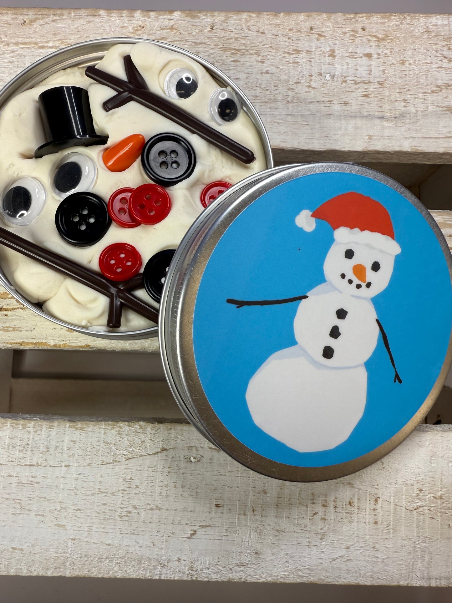 Melted Snowman Activity - Build a Snowman with Playdough and Parts -Winter Sensory Craft - Snow Trinkets