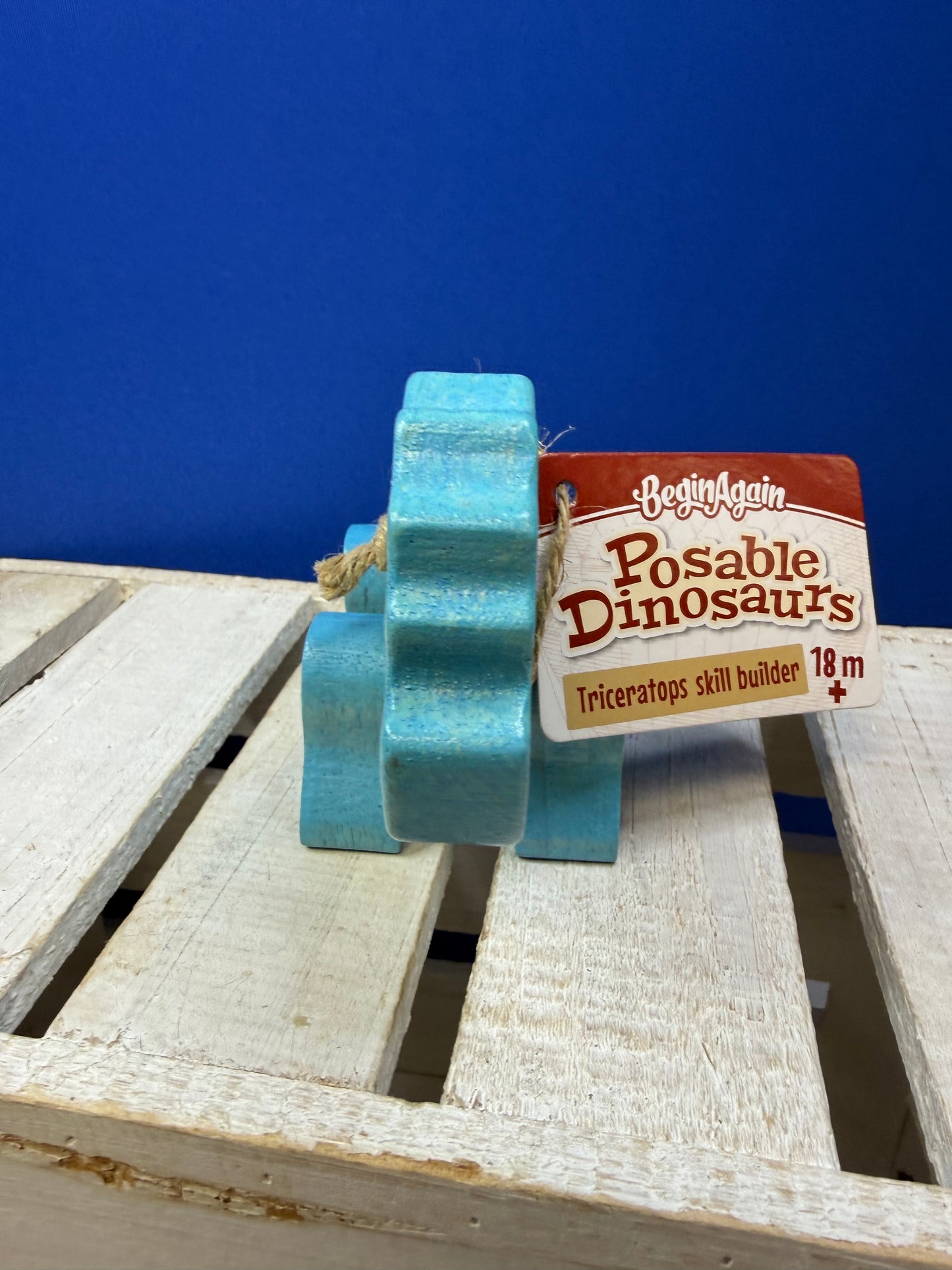 BeginAgain Posable Dinosaurs Triceratops Wooden Toy | Montessori Dinosaur Figure
