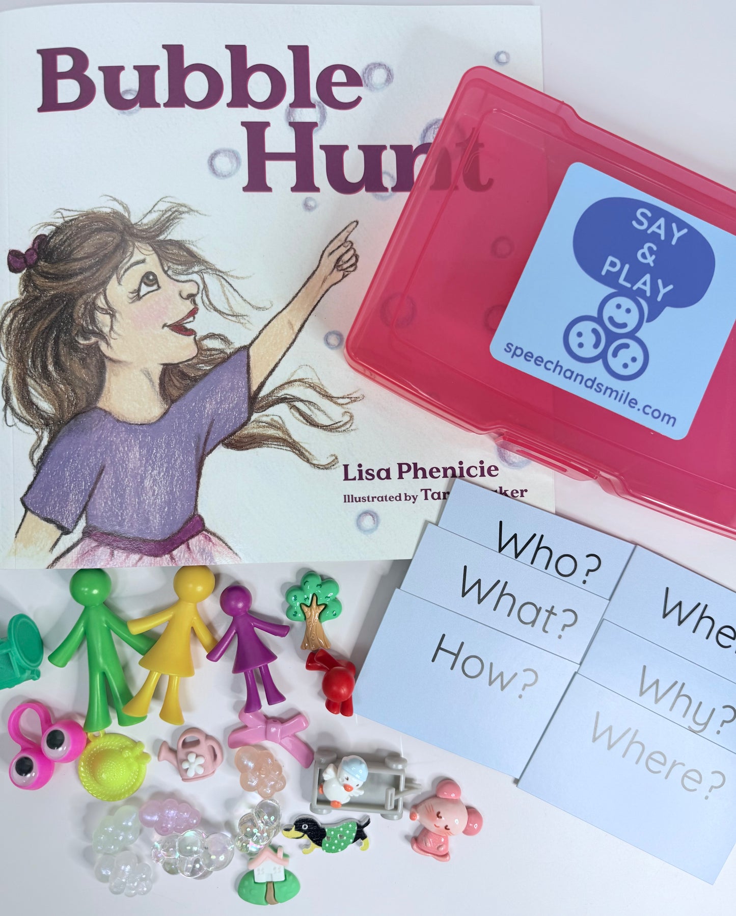 Bubble Hunt Book & Story Kit – Speech Therapy Mini Objects, Early Childhood Language, Book About Bubbles, Interactive Speech Therapy Book
