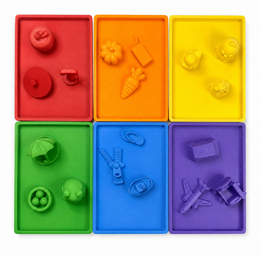 Color Sorting Trinket Trays Set of 6 | Mini Object Sorting Trays | Preschool Color Matching Activity | Speech Therapy Sorting | Montessori