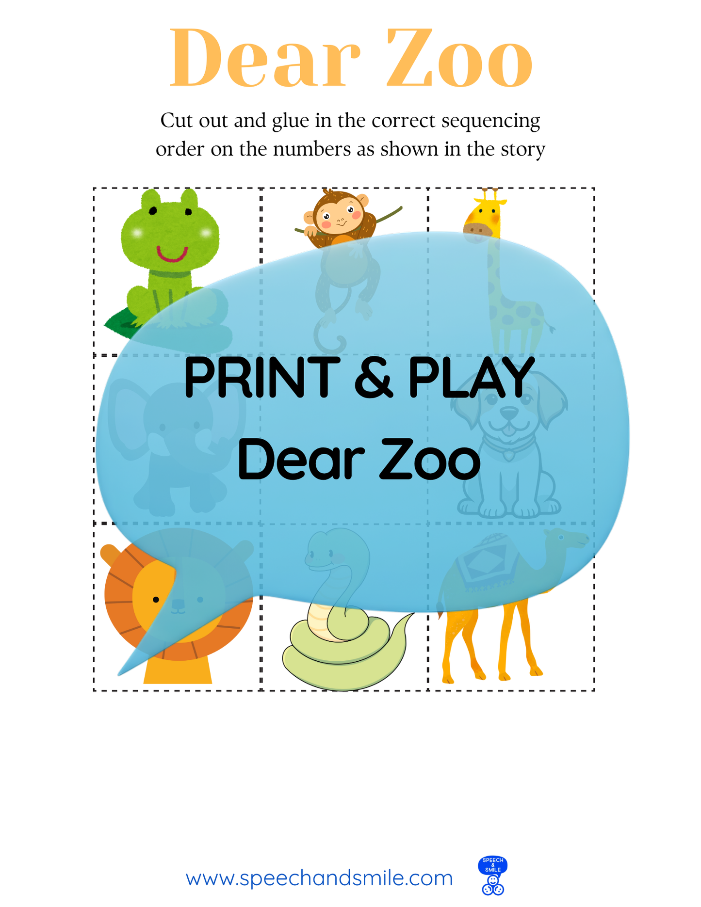 Say and Play Story Kit Companion Pack - Dear Zoo PRINTABLE ACTIVITIES Instant Download Book Extension