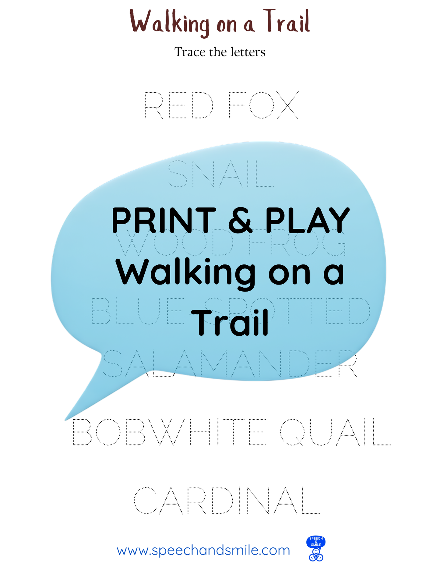 Say and Play Story Kit Companion Pack - Walking on a Trail - PRINTABLE ACTIVITIES Instant Download Book Extension