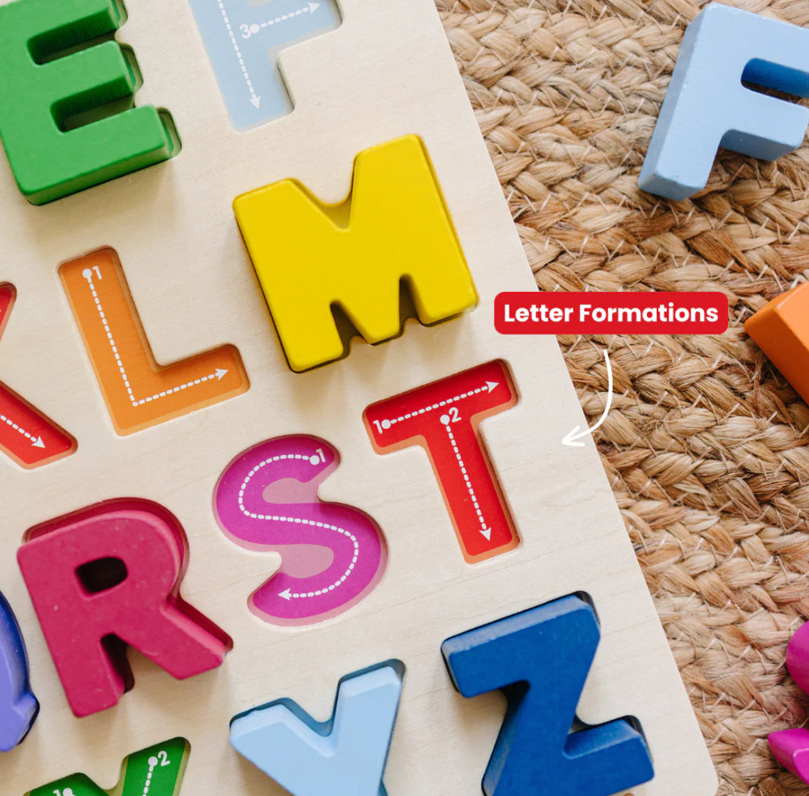 Alphabet Puzzle Uppercase Letters Wood with Letter Formation Lines