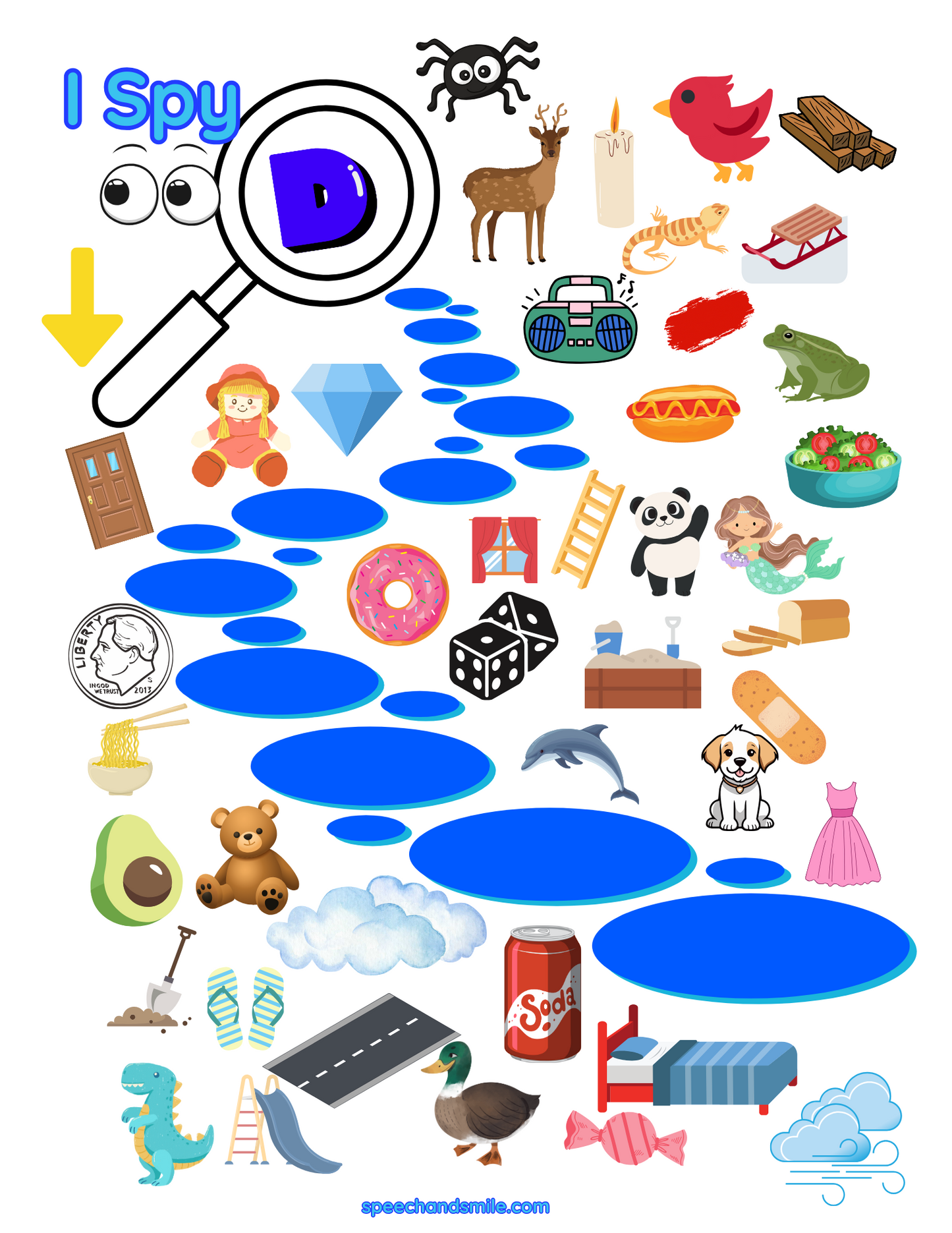 Speech Therapy I Spy D Sound Worksheet I Spy Activity Letter D Printable I Spy Worksheet