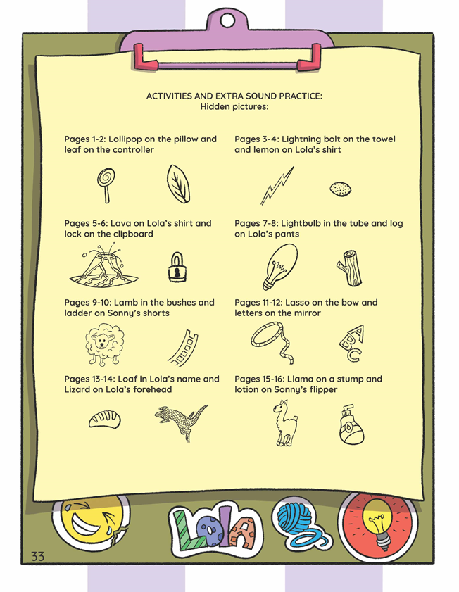 Speech Therapy Book for Targeting L Sounds - Lola Says L - Learn to Say and Read the /L/ Sound