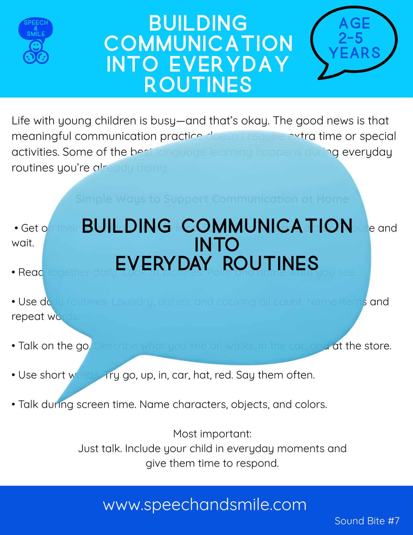 Communication Tips Building Communication into Everyday Routines Printable Handout