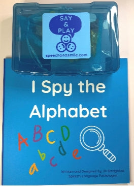 Say & Play Mini Objects I Spy the Alphabet Book + Mini Objects Kit — 26 Alphabet Objects, Magnifying Glass and Question Cards