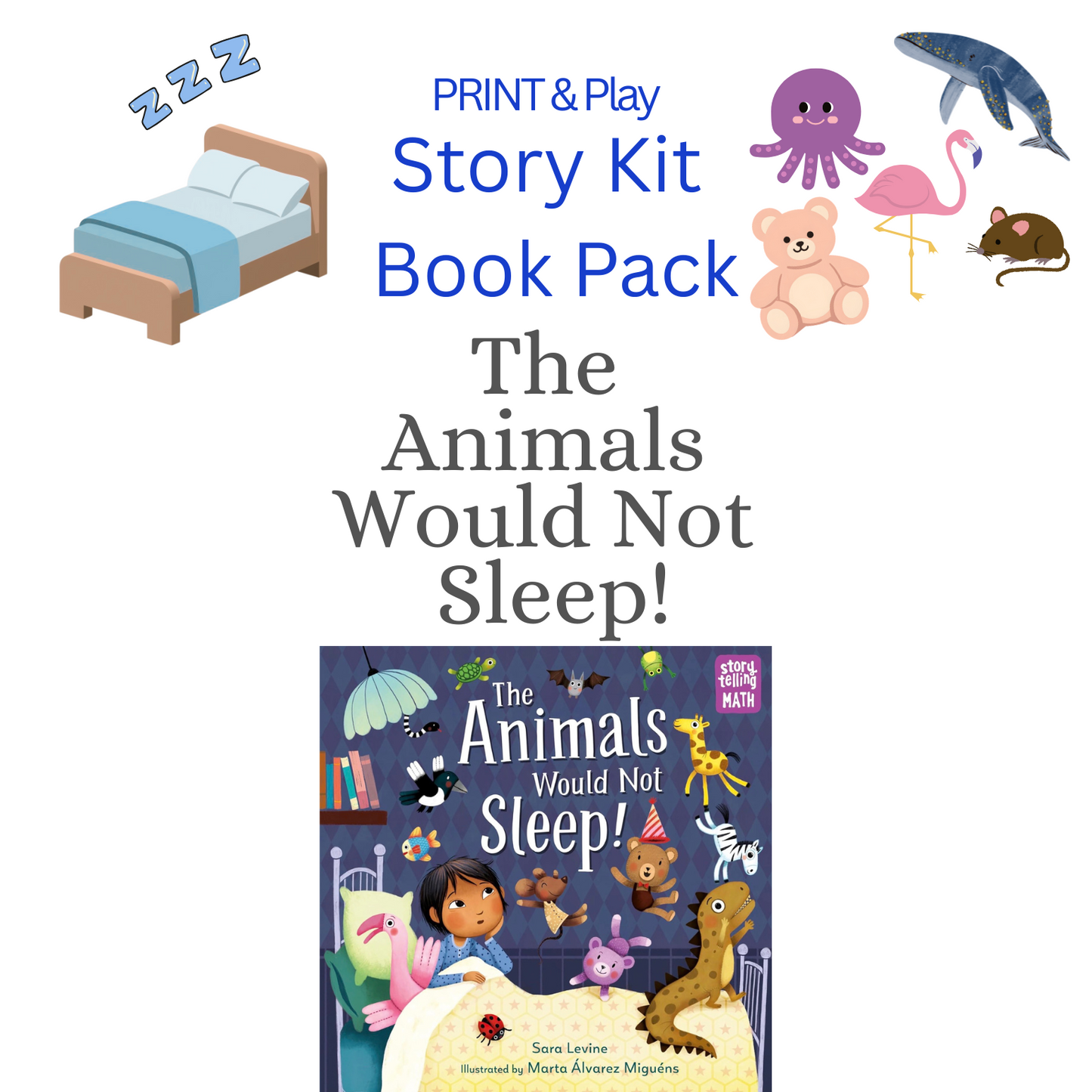 The Animals Would Not Sleep Book pack - PRINTABLE ACTIVITIES Instant Download Book Companion