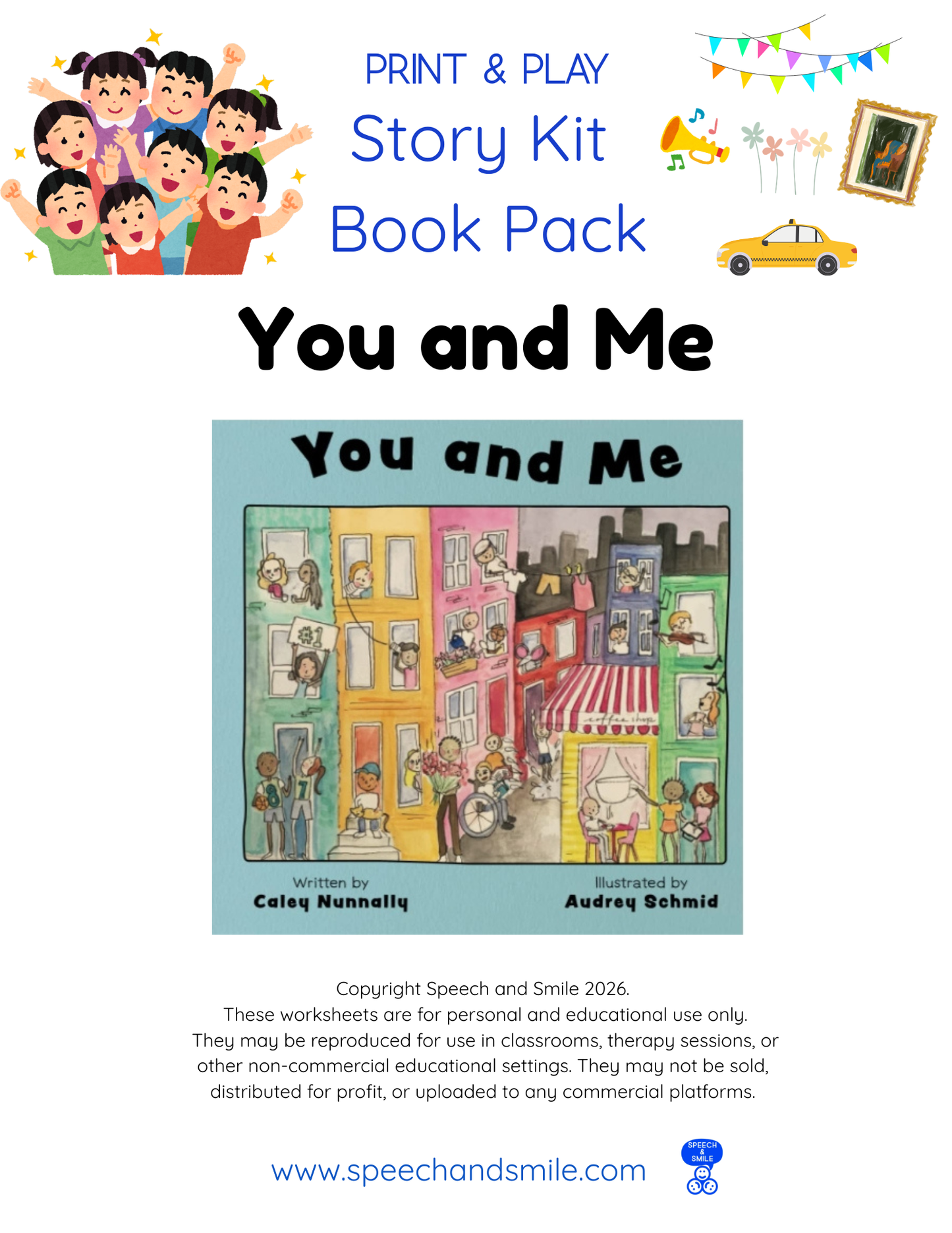Story Kit Book Pack - You and Me PRINTABLE ACTIVITIES Instant Download Book Companion