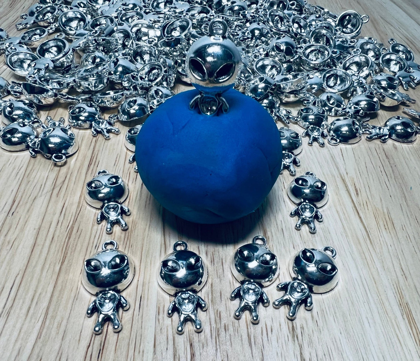 Alien Trinket - Mini Silver Alien Charms Space Theme Trinkets - Alien Charm - Speech Therapy Mini Objects - Space Trinkets - Speech and Smile