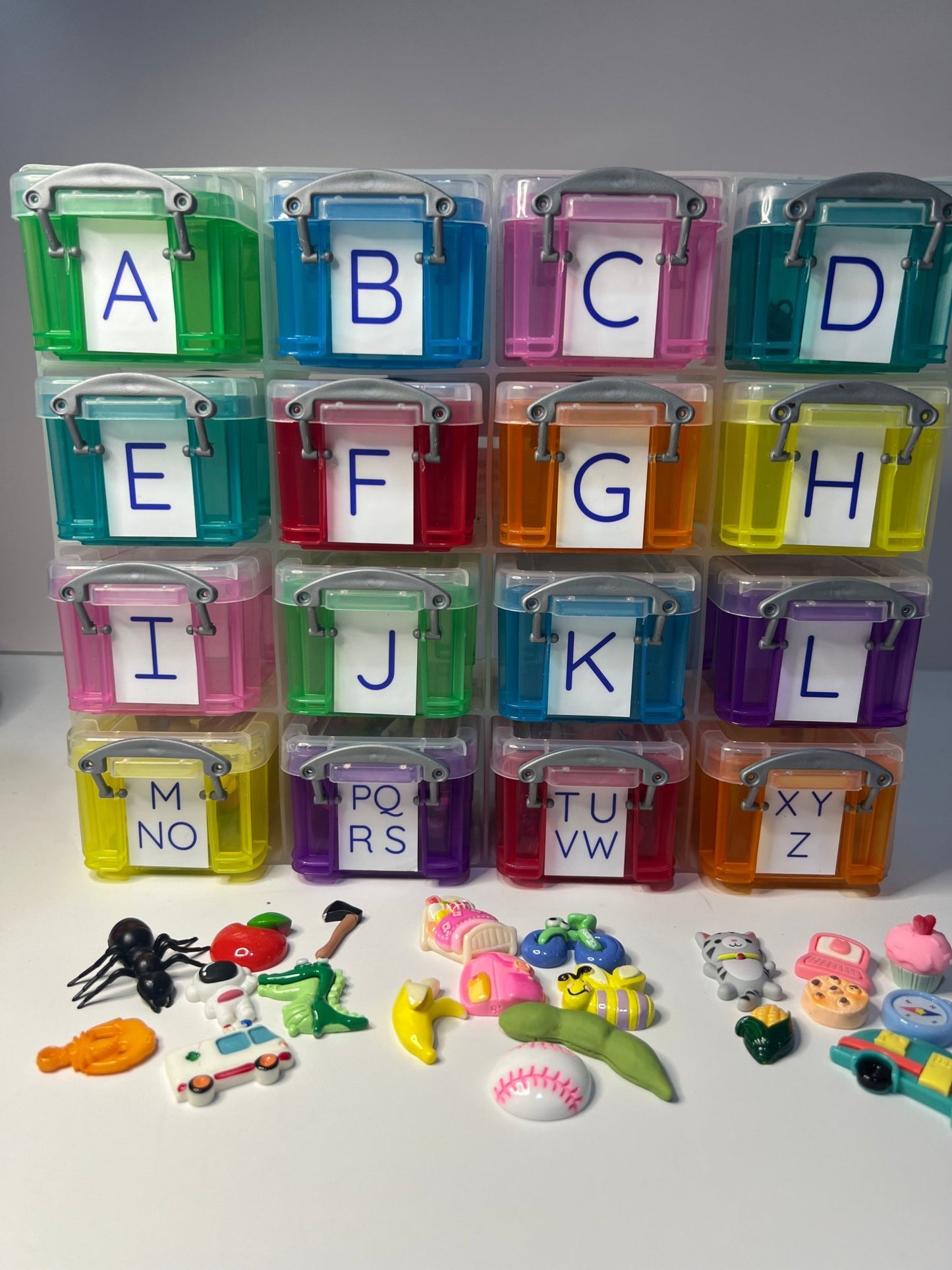 Alphabet Objects in Storage BEST SELLER Trinkets Beginning Sound Mini Objects Speech Therapy Preschool Montessori Sound Objects - Speech and Smile