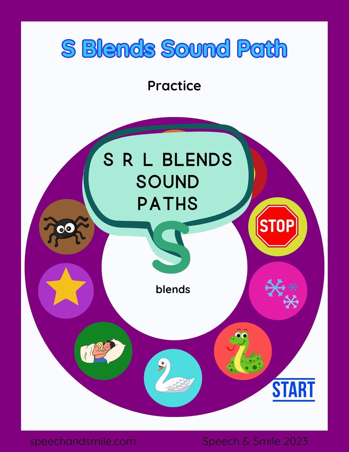 BLENDS Sound Worksheet for Cluster Sounds Printable Blends Activity Speech Therapy - Speech and Smile