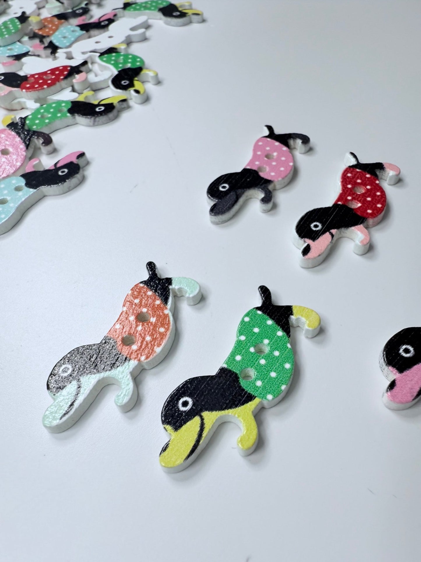 Dachshund Dog Trinkets Bulk – Wood Dog Button Set of 5 – Pet Theme Mini Objects – Dachshund Buttons for Crafts & Speech Therapy - Speech and Smile