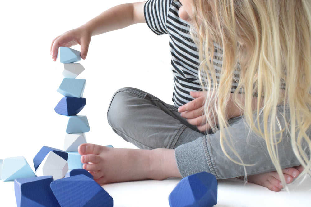 Arctic Building Blocks Rock Blocks Blue White - Set of 16 Montessori