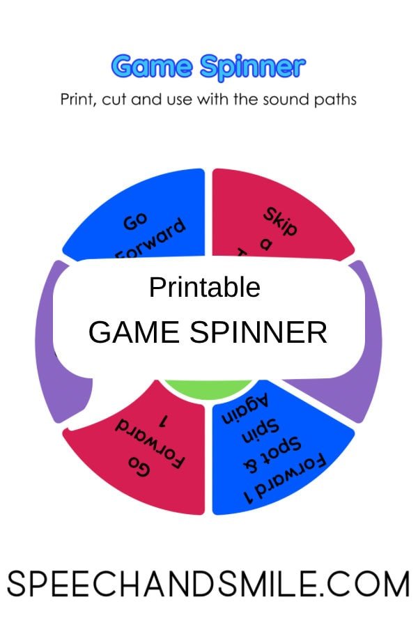Game Spinner Printable Game Pieces - Speech Therapy Printable Activities - Download Game Spinner and Print & Play - Speech and Smile