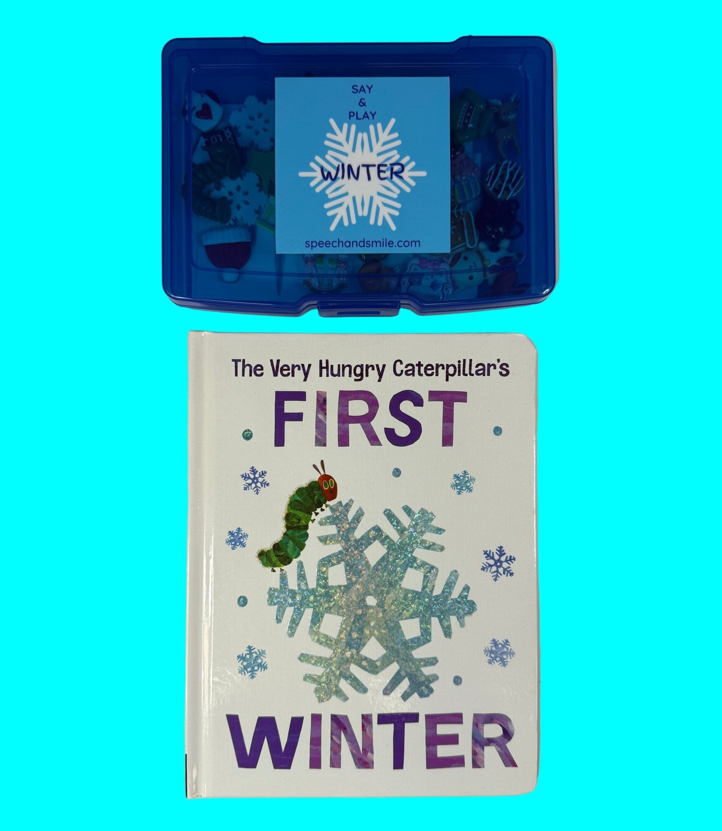 Hungry Caterpillar WINTER Book & Story Objects – INCLUDES BOOK | Say & Play Minis | Speech Therapy Mini Kit - Speech and Smile
