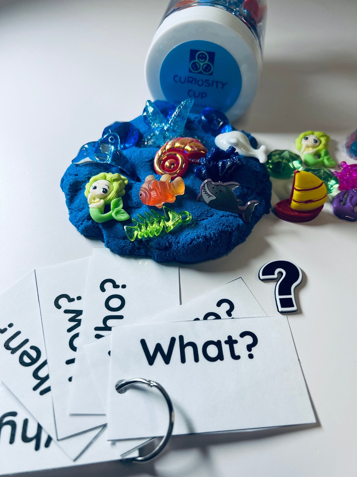 Sensory Play Curiosity Cup Say and Play Mini Objects THEME Trinkets and Kinetic Sand Cup Mini Objects Speech Therapy Calm Corner Kit