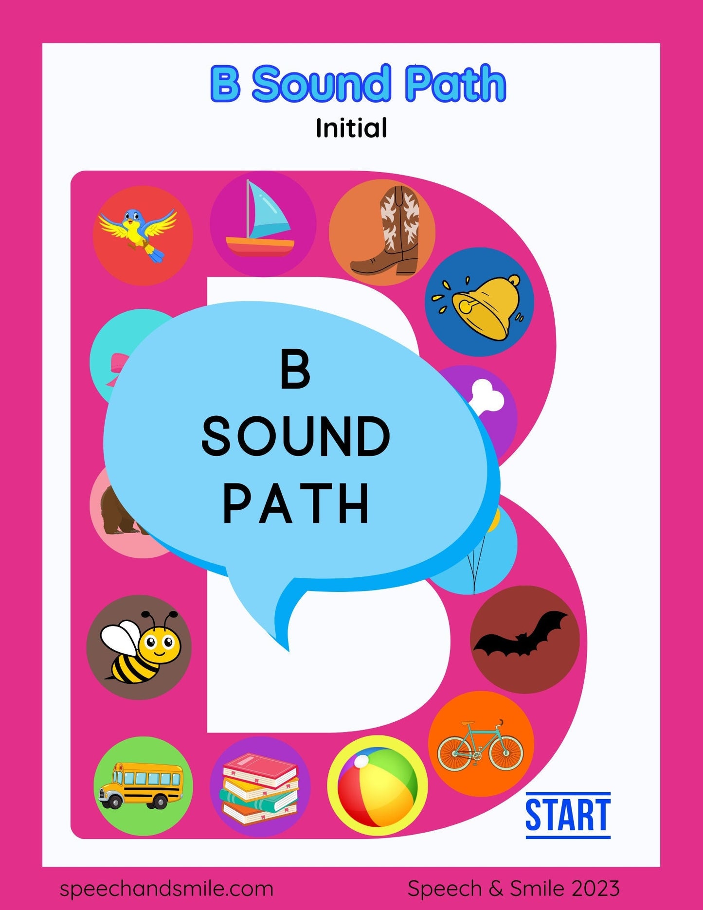 B Sound Printable Game Sound Path for Speech Therapy-Articulation Games Worksheet-Letter B Print Worksheet Download-B Words Speech Therapy