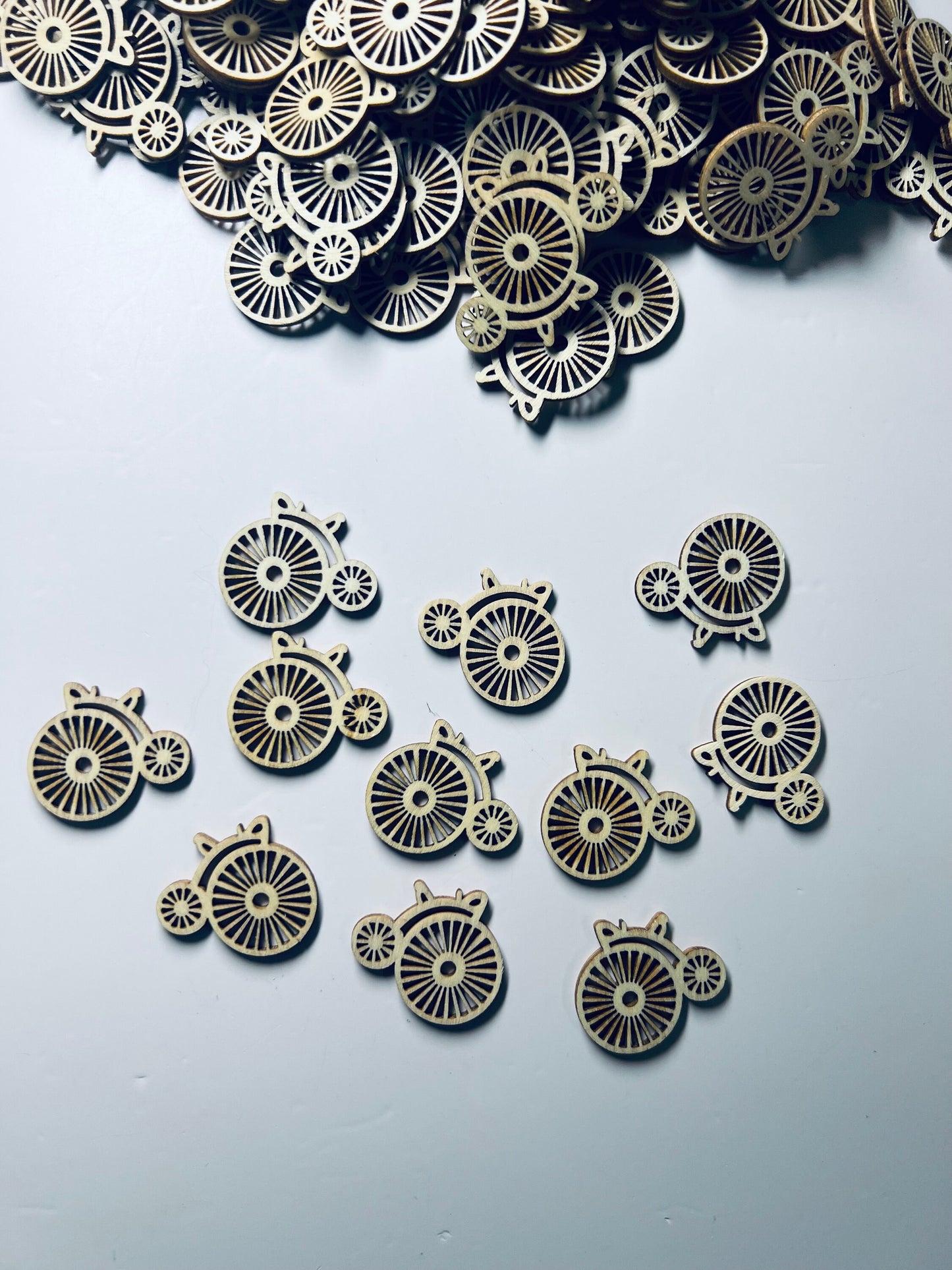 Wood Cut Unicycle-Old Fashion Bike Trinket-Doodads-Letter U object for Alphabet-Montessori Objects