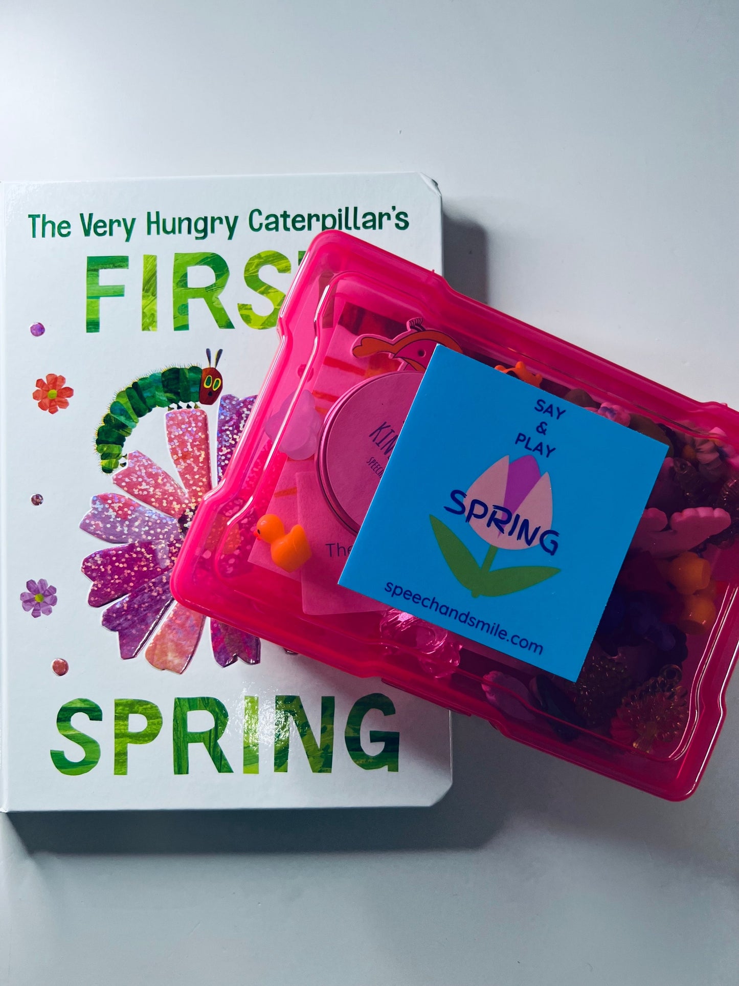 Very Hungry Caterpillar Story Kit – Mini Objects & Props for Speech Therapy, SLP, Preschool Literacy, Spring Story Retell Set