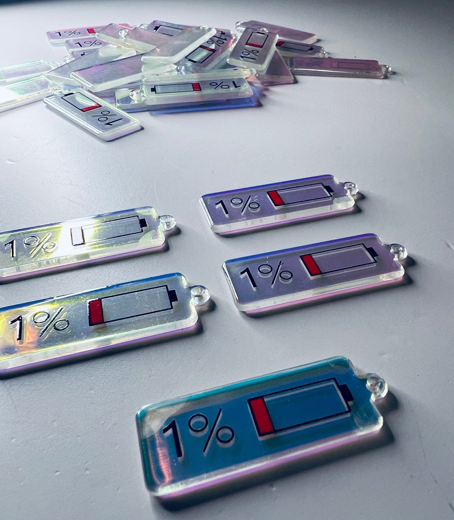 Miniature Phone Battery Charge Charm - CH is for CHarge - Phone Trinket - Mini Phone Charge Object - Digraph Mini Objects - 1 % Battery Charm Object - Speech and Smile