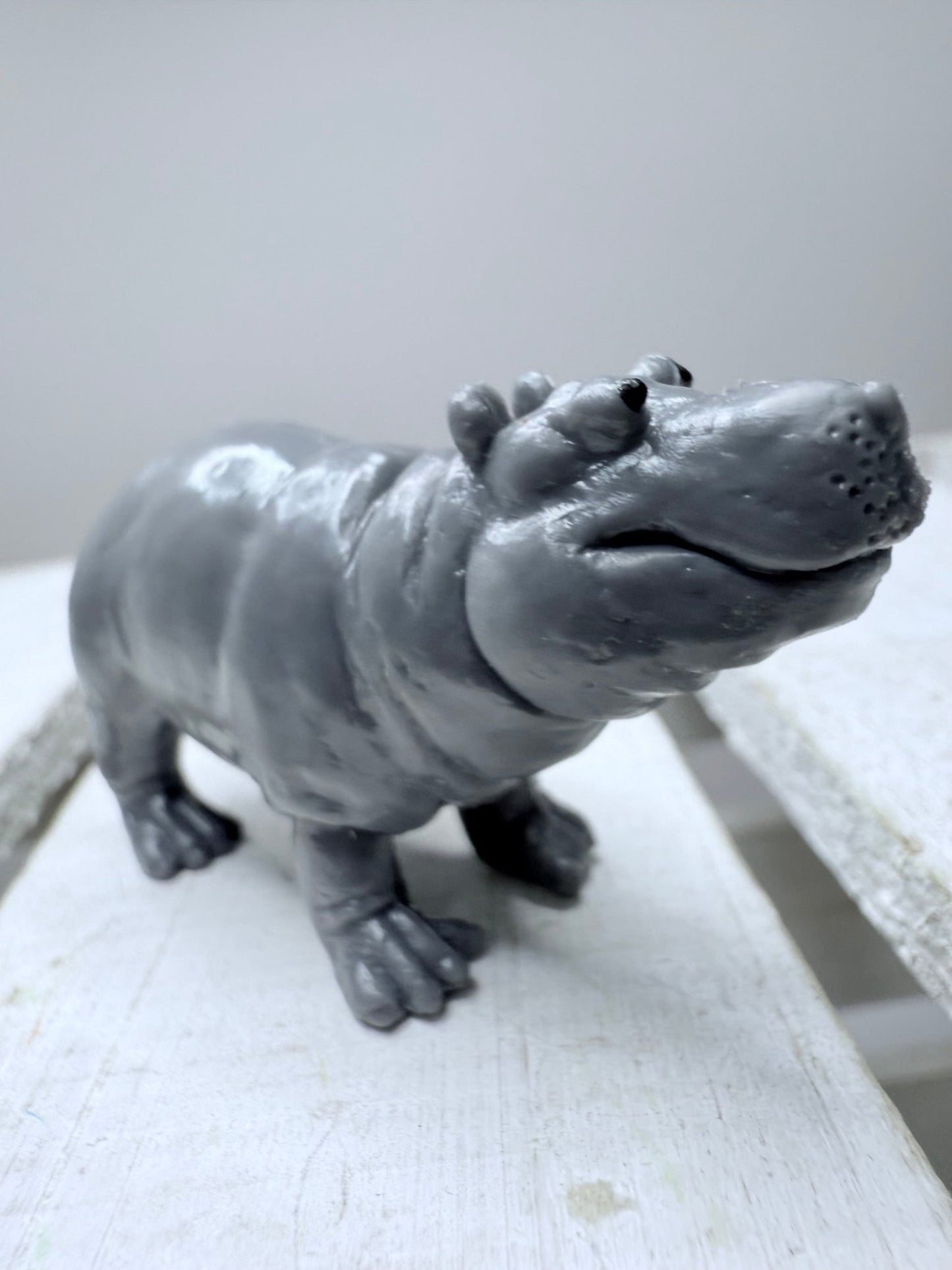 Miniature Pygmy Hippo Figurine Mars Baby Hippo– Realistic Animal Mini Object, Zoo Theme Play, Speech Therapy Mini Figures - Speech and Smile