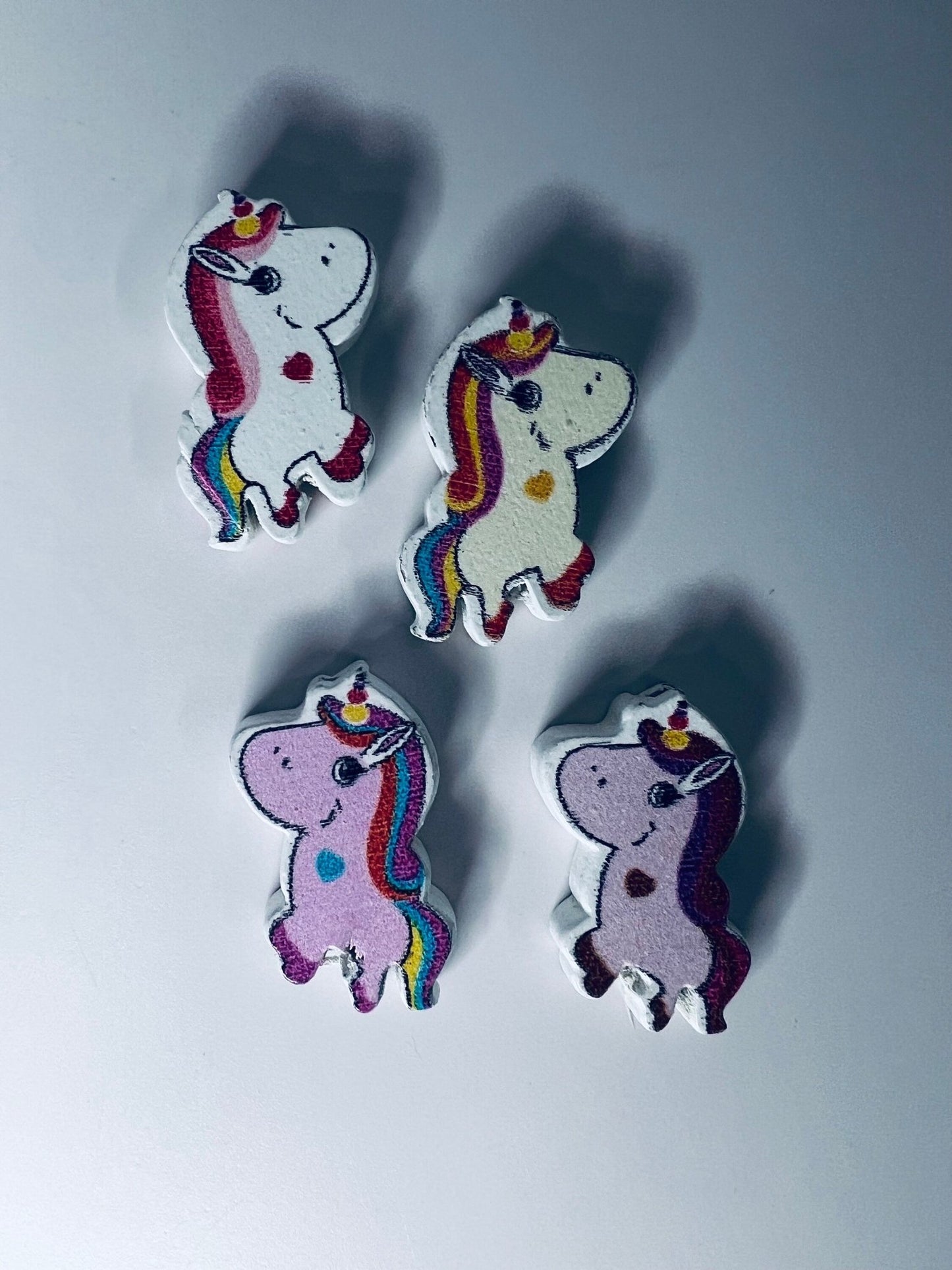 Miniature UNICORN Trinkets - Mini Objects - Doodads - Mystical Miniatures - Wood Unicorn Button - Fairytale Trinkets - Mini Objects for Speech Therapy - Speech and Smile