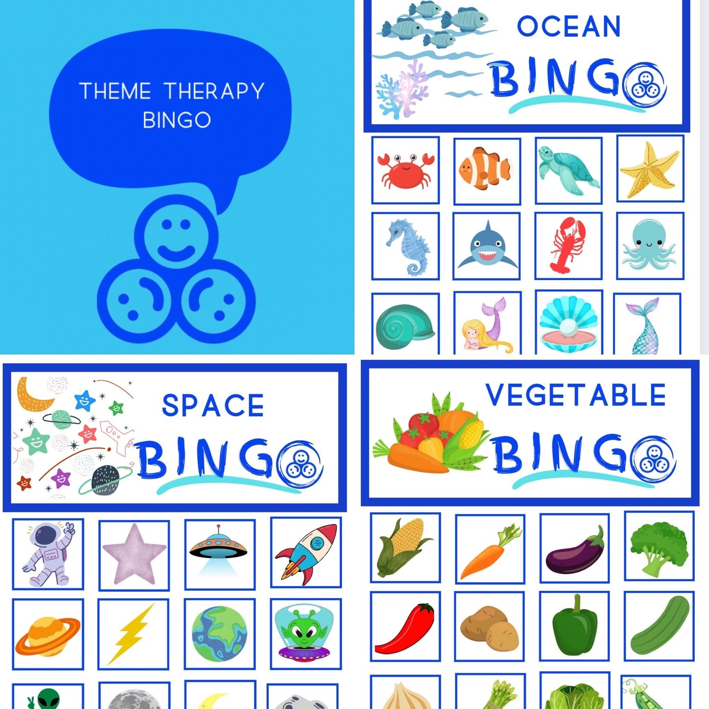 Printable Theme Based Learning BINGO - Theme MATCHING - Speech and Smile