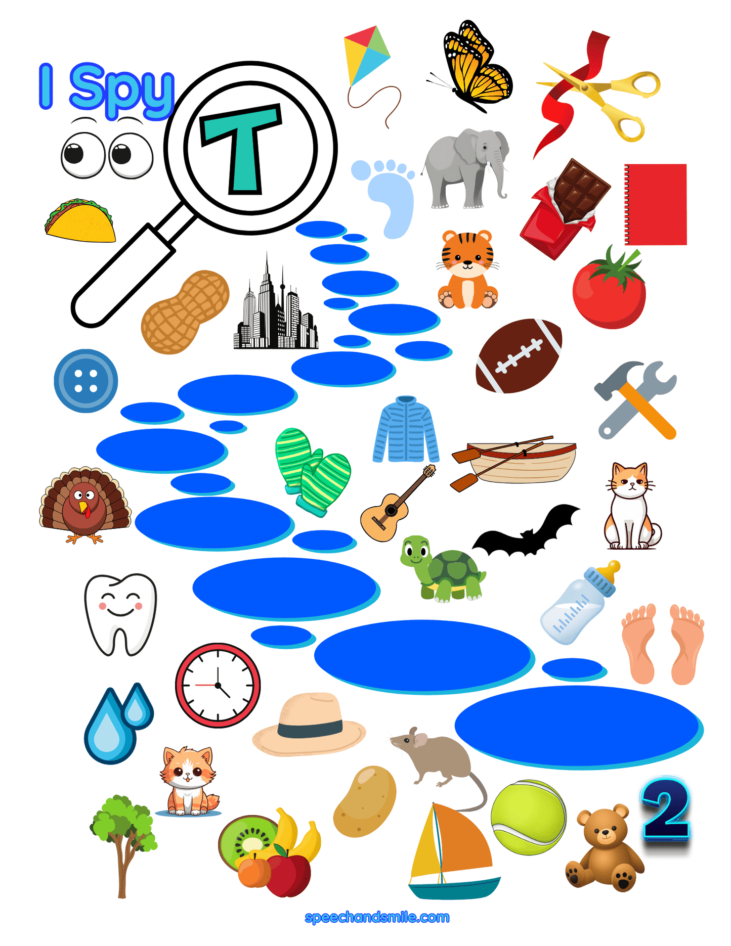 Speech Therapy I Spy T Sound Worksheet I Spy Activity Letter T Printable I Spy Worksheet - Speech and Smile
