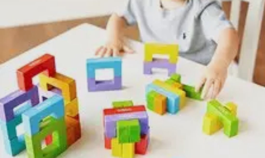 You Build It Basics Wood Building Tower 12 piece chunky building block set Say and Play Objects Preschool Speech Therapy - Speech and Smile