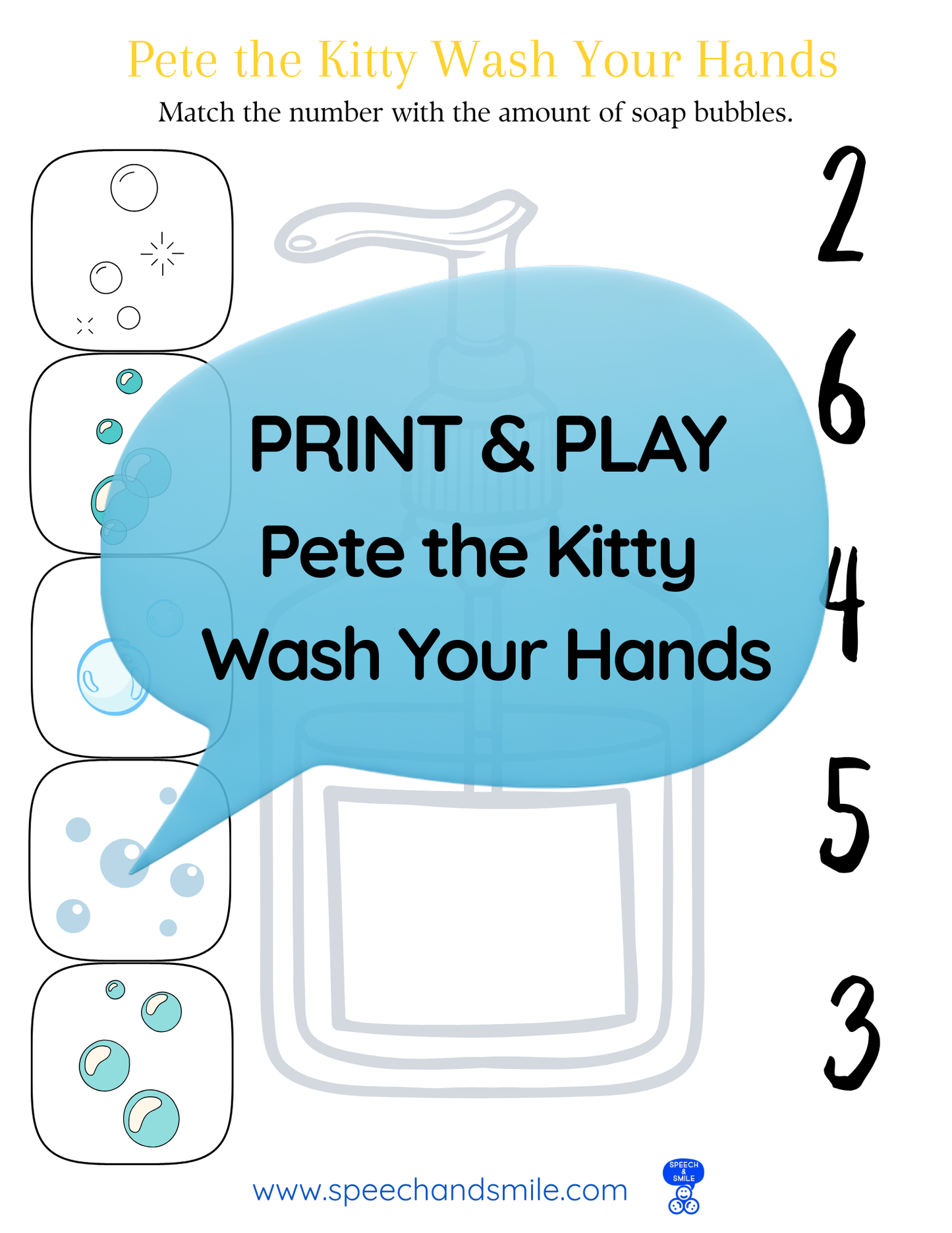 Say and Play Story Kit Companion Pack – Pete the Cat Wash Your Hands PRINTABLE ACTIVITIES Instant Download Book Extension