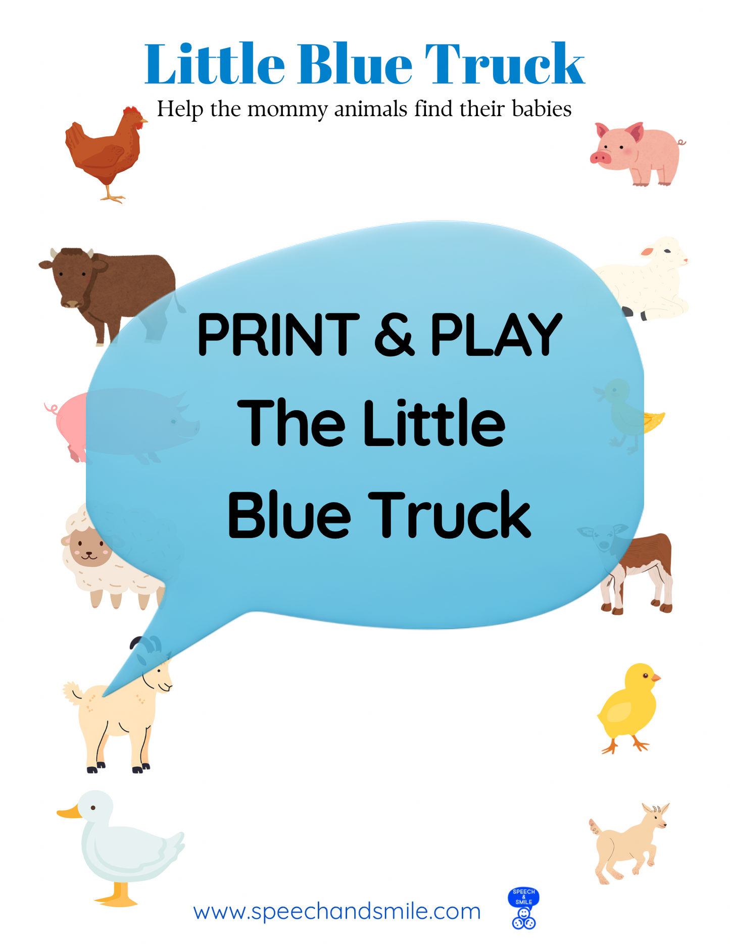 Say and Play Story Kit Companion Pack – Little Blue Truck PRINTABLE ACTIVITIES Speech & Language Instant Download Book Extension