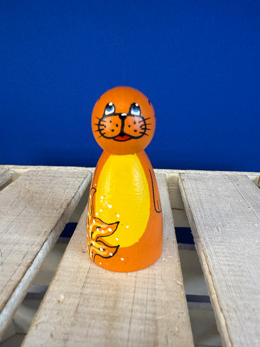 Dogfish Character Doll Painted Peg Doll – Colorful  Figure for Story & Character Play