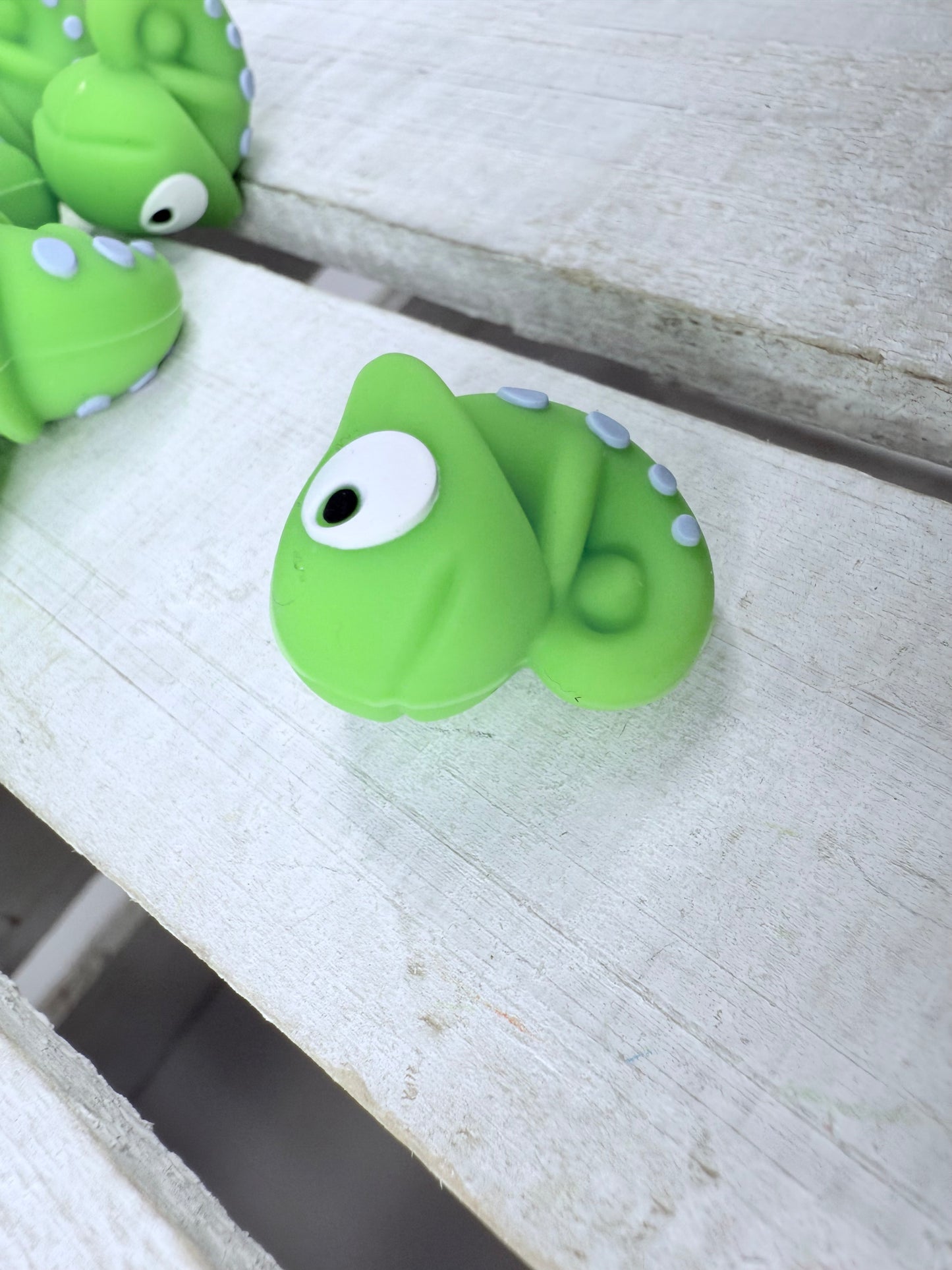 Mini Chameleon Figure Silicone Focal Bead - Mini Objects Speech Therapy Say and Play Trinkets Doodads