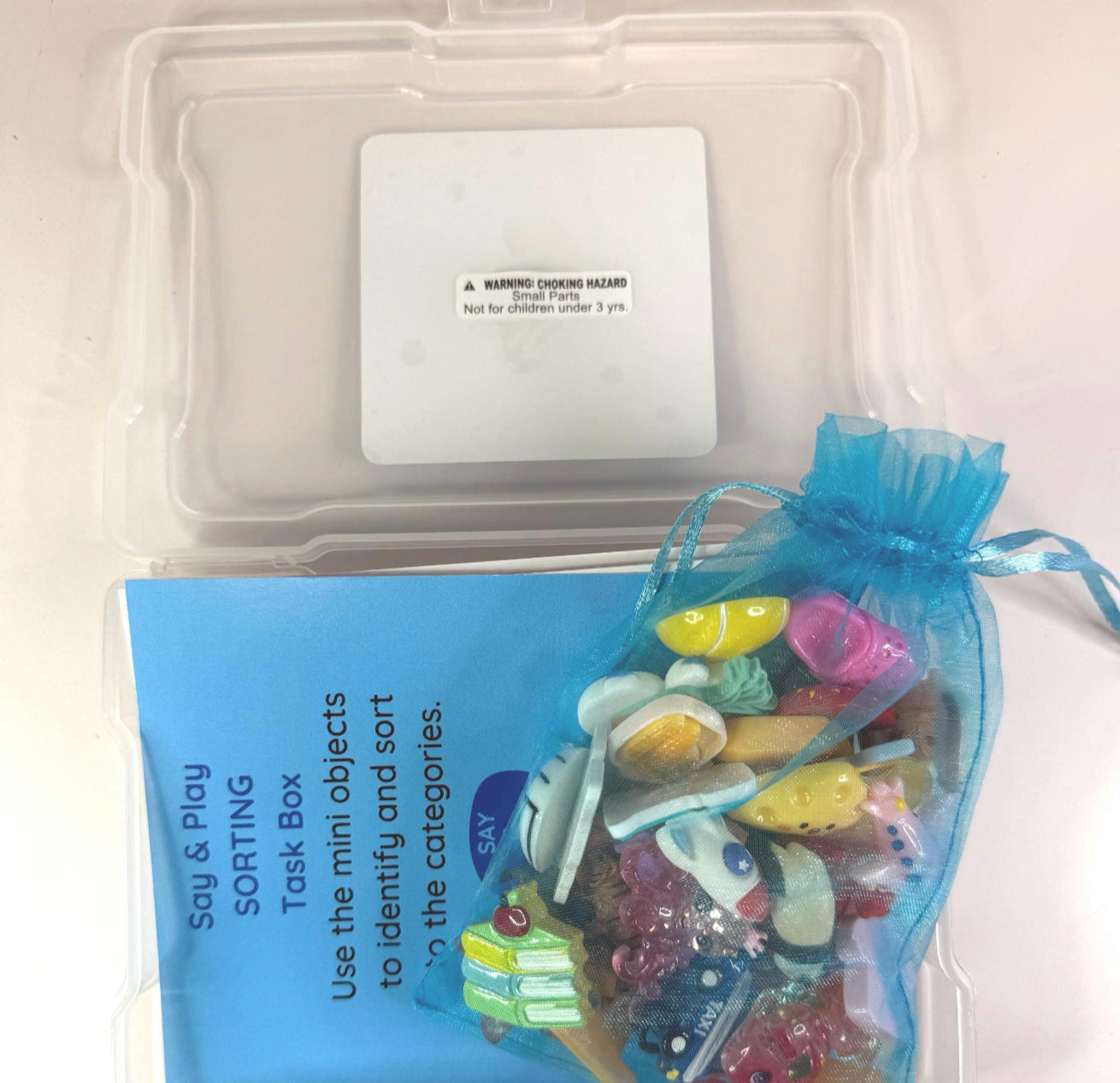 Caja de tareas de clasificación con miniobjetos Caja de actividades de logopedia Caja de conceptos del lenguaje Miniobjetos de logopedia