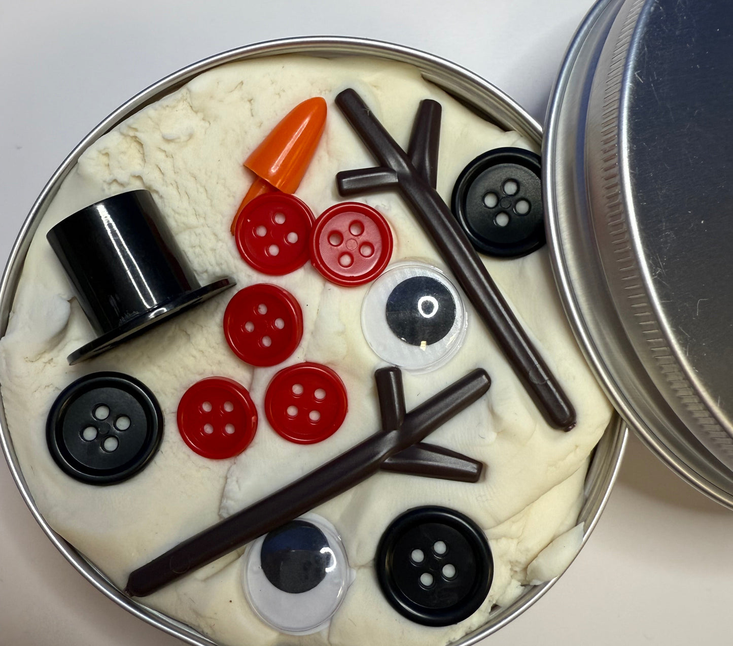 Melted Snowman Activity - Build a Snowman with Playdough and Parts -Winter Sensory Craft  - Snow Trinkets