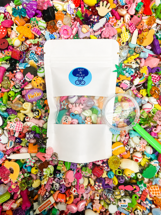 Veo baratijas-Mini veo bolsa-Veo objetos-Veo objetos de contenedor-Veo cubo sensorial-Terapia del habla Mini objetos-Juega Veo sobre la marcha