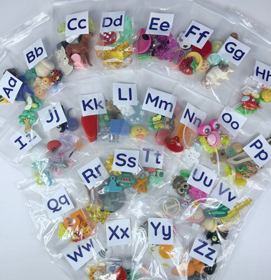 Alphabet Objects Spanish in Bags Spanish Objects Montessori Bilingual SLP mini objects