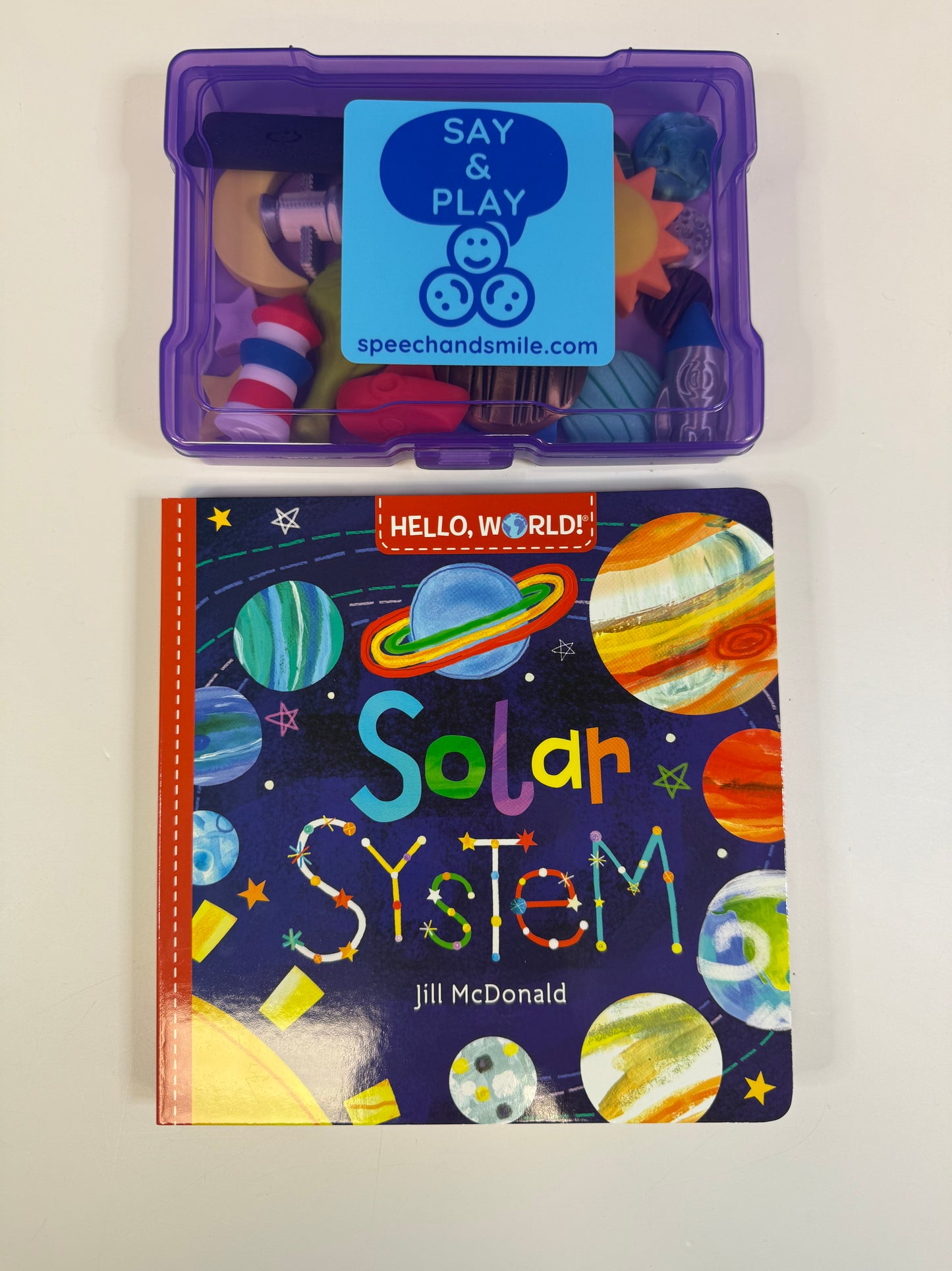 Space Book and Story Objects Speech Therapy Solar System Theme Miniatures - Say and Play Story Kit