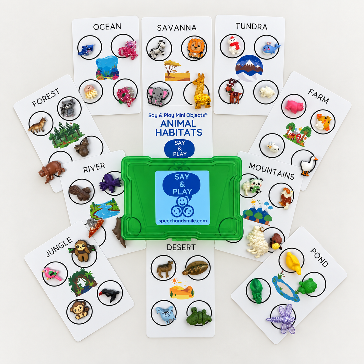 Animal Habitat Sorting Set | 10 Habitat Cards & 40 Mini Animals