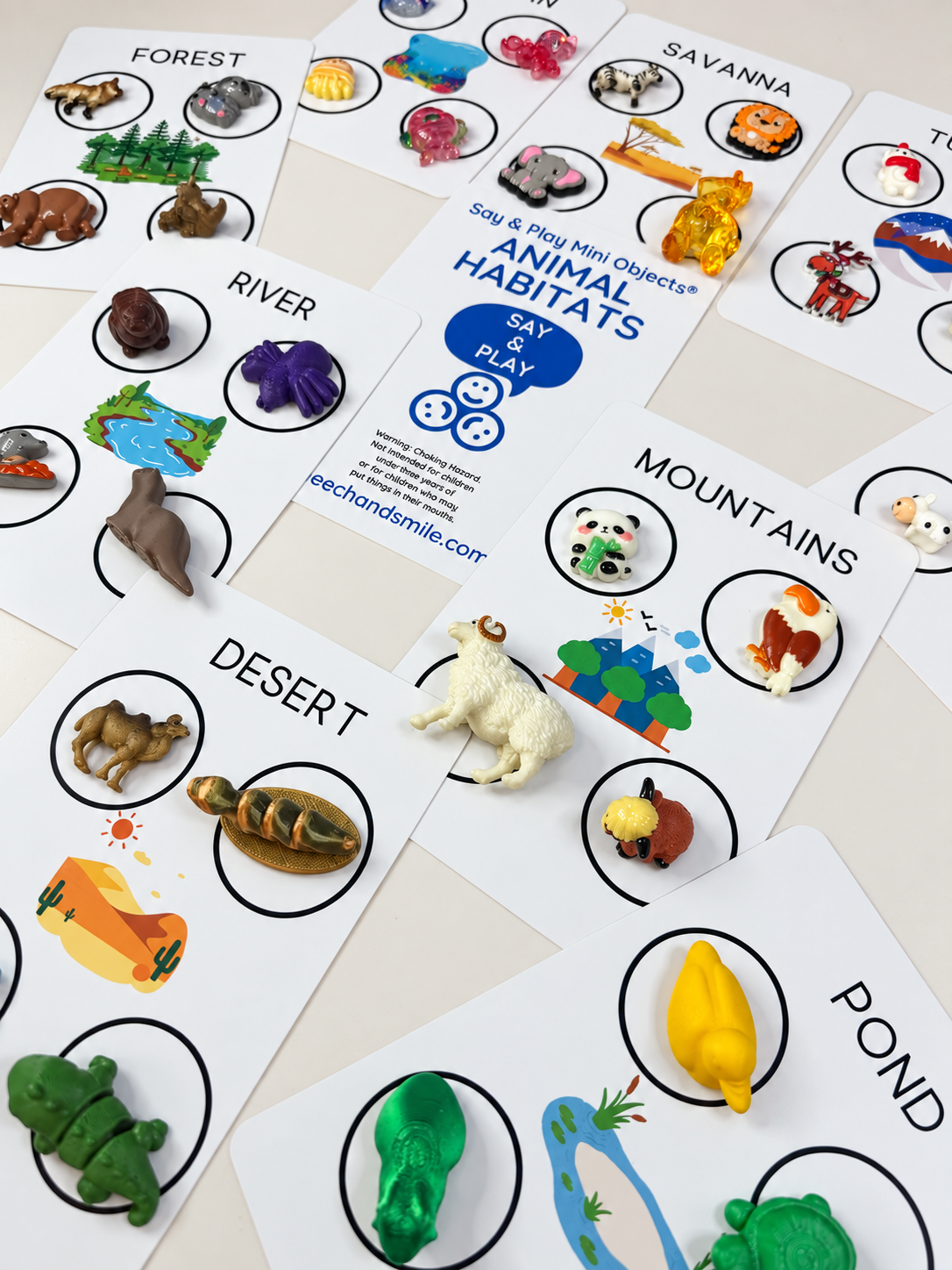 Animal Habitat Sorting Set | 10 Habitat Cards & 40 Mini Animals