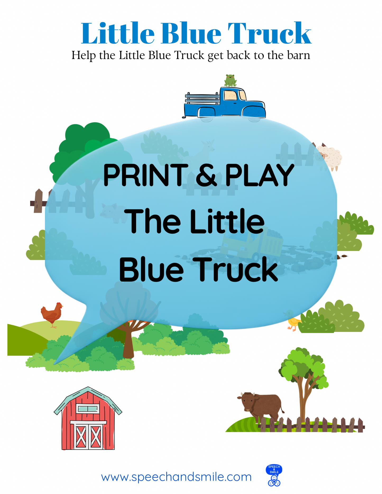 Say and Play Story Kit Companion Pack – Little Blue Truck PRINTABLE ACTIVITIES Speech & Language Instant Download Book Extension